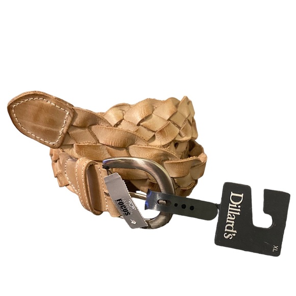 Sold!!!NWT Womens Fashion Focus Accessories Braided Blonde Tan Leather Belt - Picture 2 of 4